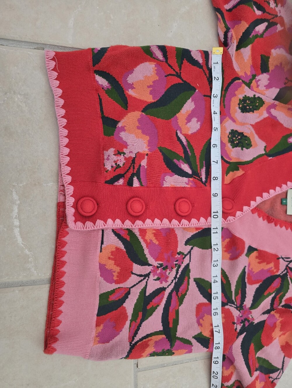 FARM RIO Mixed Papaya Knit Vibrant Red Pink Long Sleeve Cardigan Small NWOT - Picture 10 of 15